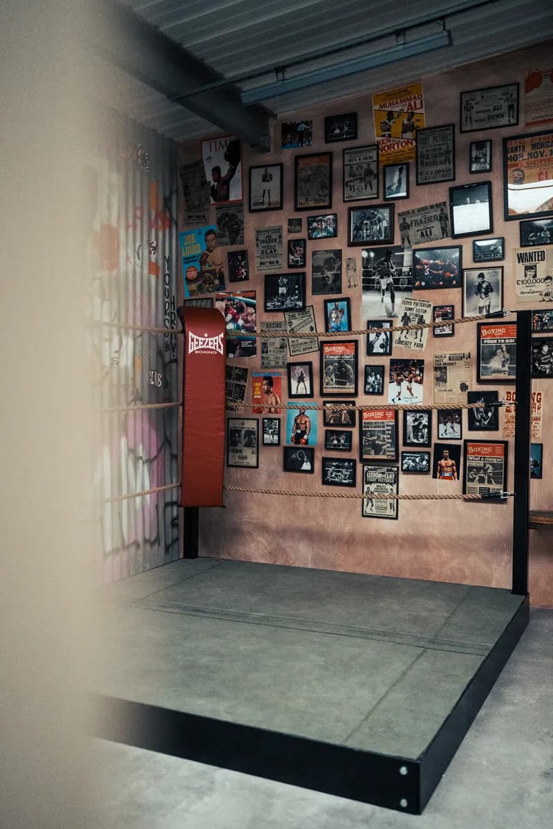 Boxing ring corner against a wall of vintage fight posters in The Bowery